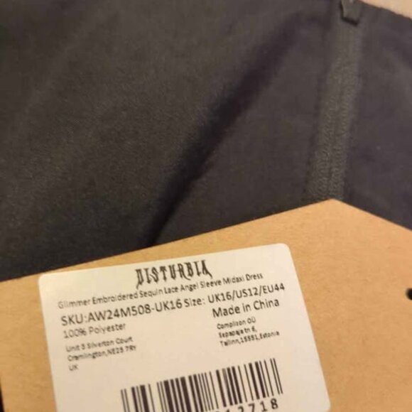 Disturbia glimmer embroidered sequin lace angel sleeve midaxi dress size 12 new - Picture 4 of 4